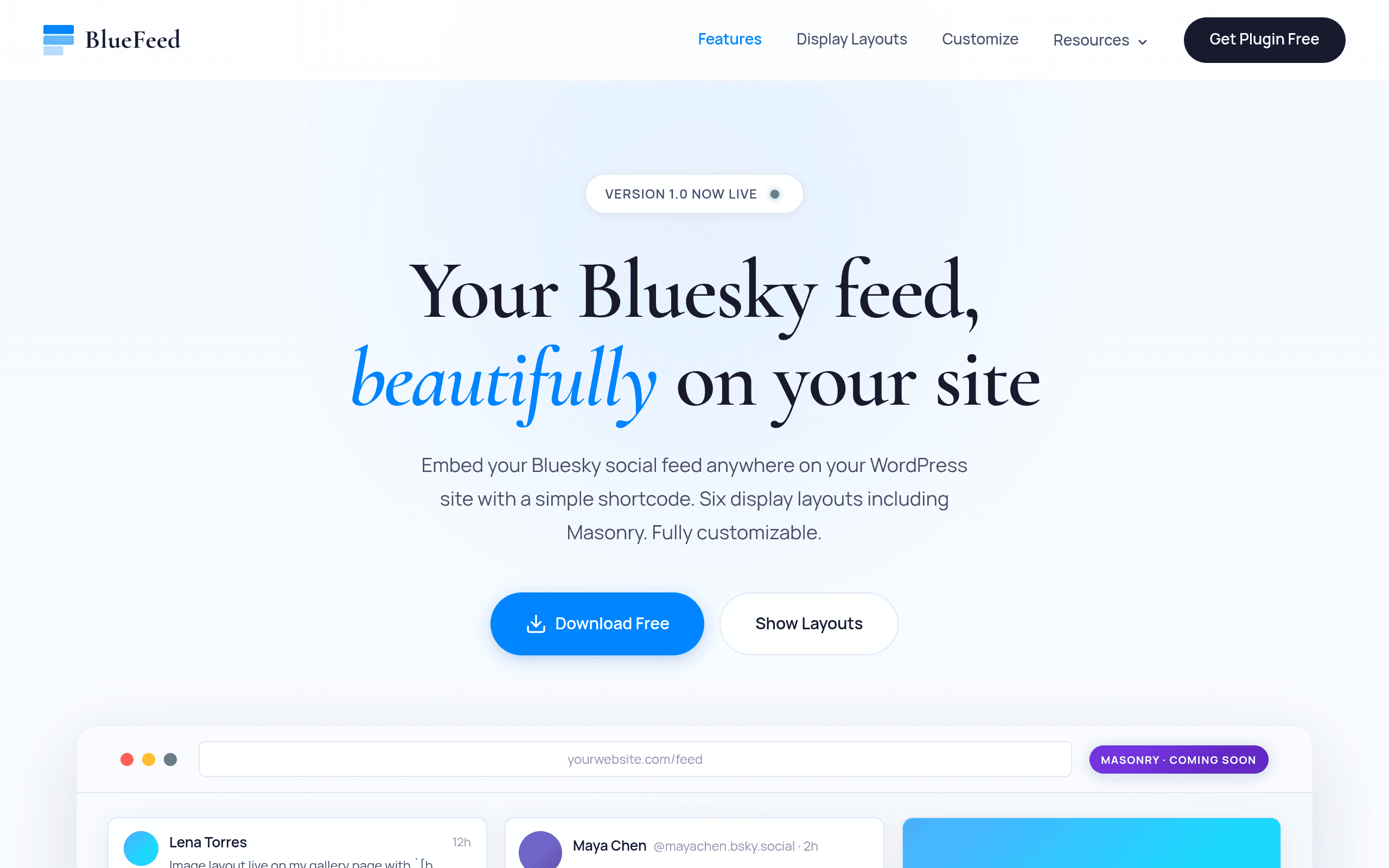 Screenshot of BlueFeed