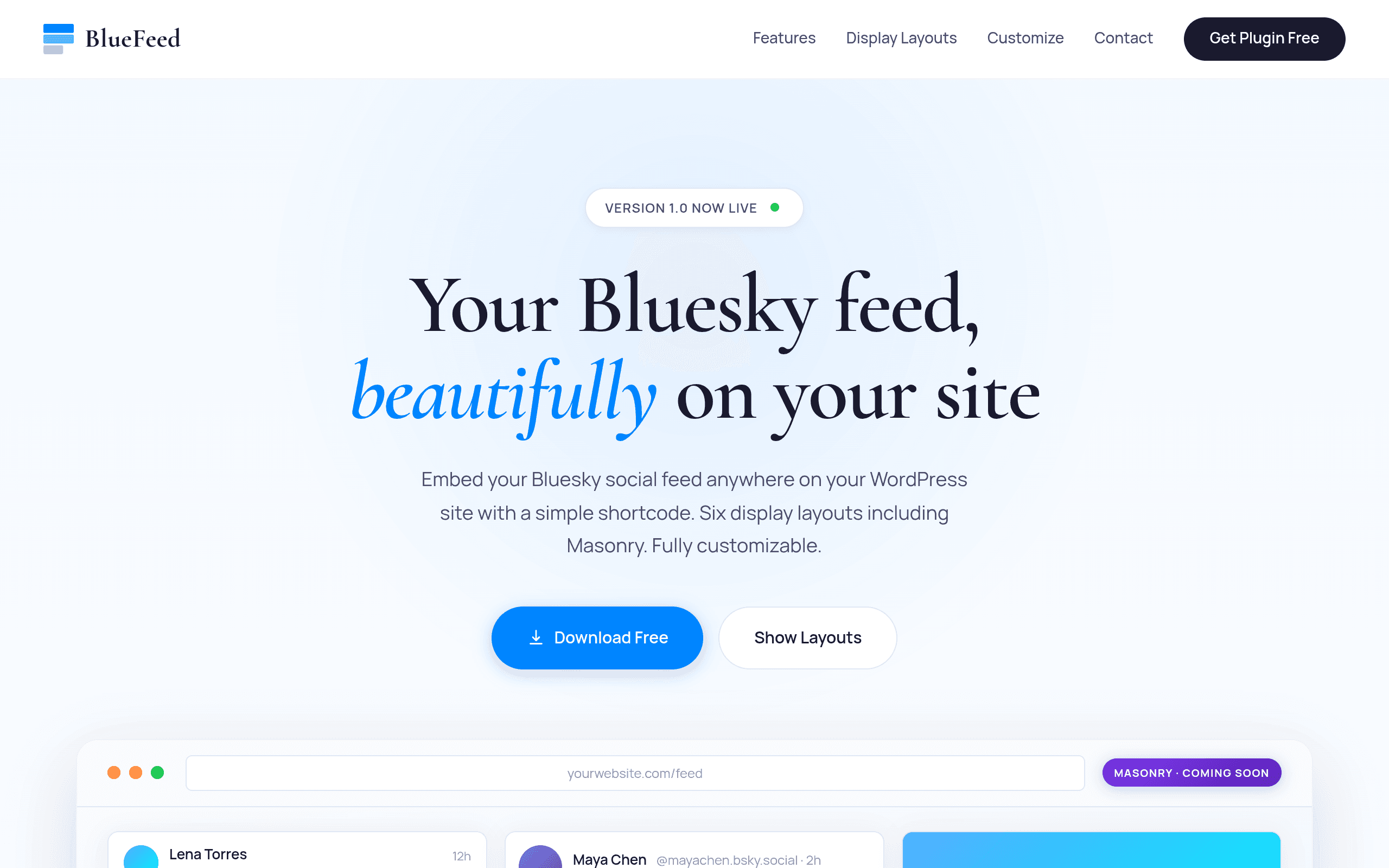 Screenshot of BlueFeed