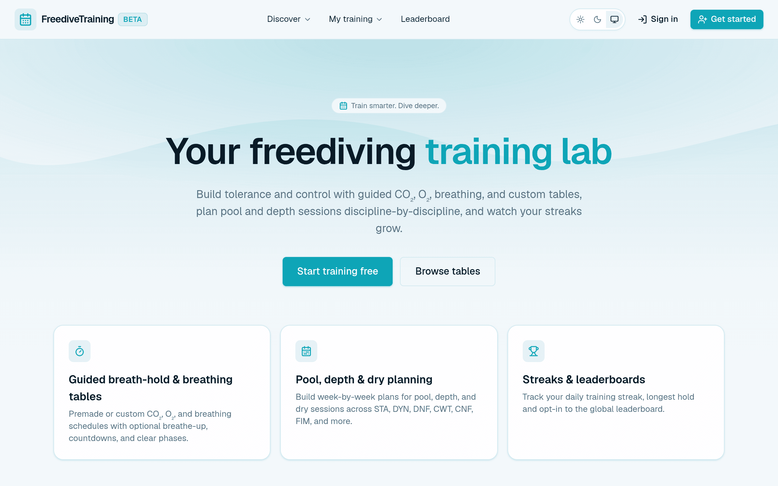 Screenshot of FreediveTraining